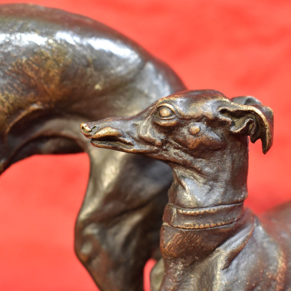 STB38 greyhounds dogs antic sculpture antique bronze statues bronze figurines Mene sculptor 19th century.jpg